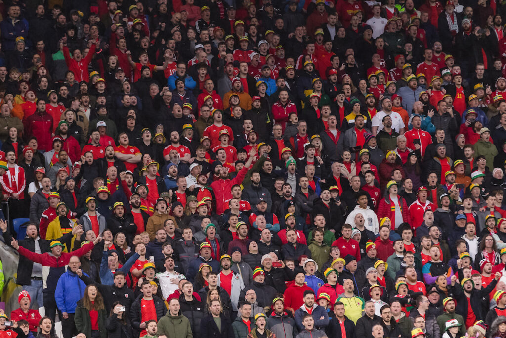 Wales Fans prior to the Group D UEFA Euro Championship Qualifying fixture vs Latvia on the 28th of March at the Cardiff City Stadium, Cardiff, Wales