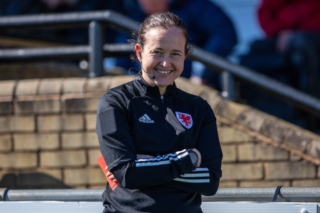 Cheryl Foster at Flint Town United vs Haverfordwest County in the JD Cymru Premier