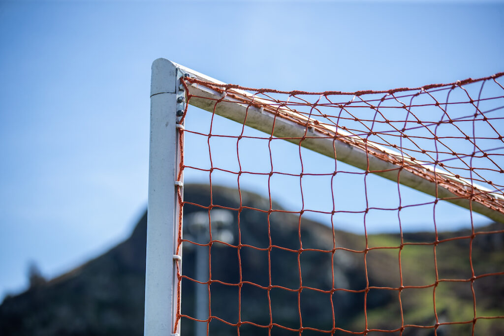 Goalkposts at Conwy Borough vs Holyhead Hotspur in the JD Cymru North at Y Morfa, Conwy